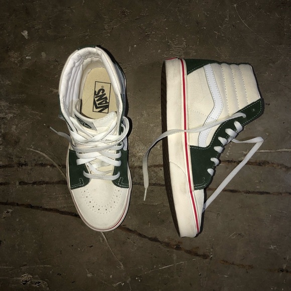 UNISEX Dark green and cream Old Skool VANS Hi-top shoes - Picture 4 of 7